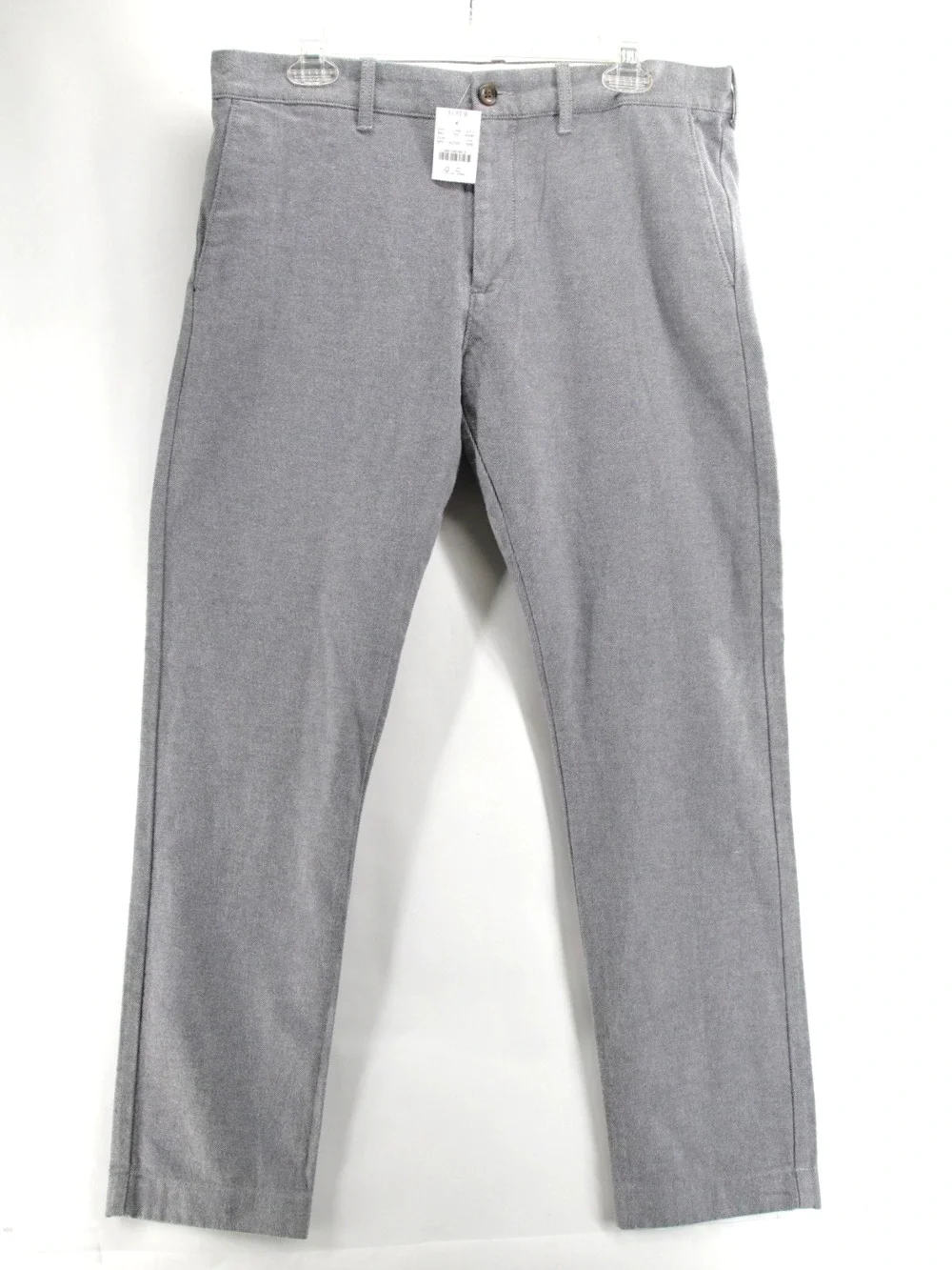 NWT J.Crew Brushed Twill Pants Mens 33x32 (31L) Light Gray Flex Slim Fit AA091